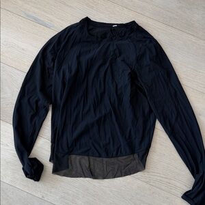 Black Long Sleeve Top w open flare back